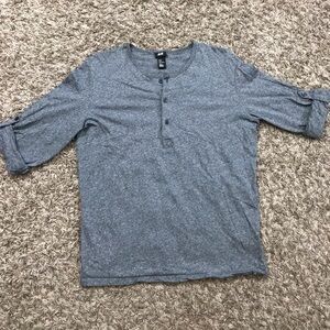 H&M mens grey casual cuffed sleeve t-shirt